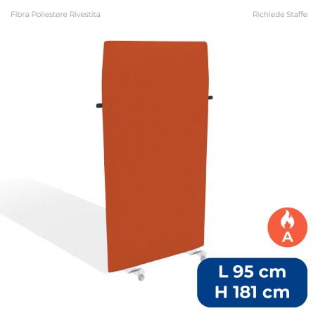 Pannello Fonoassorbente Modello Mirto - in Fibra Poliestere Rivestita con Tessuto Ignifugo A - Dimensioni 95x181 cm - Arancione