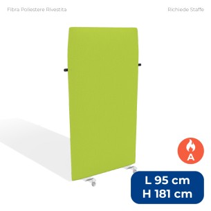 Pannello Fonoassorbente Modello Mirto - in Fibra Poliestere Rivestita con Tessuto Ignifugo A - Dimensioni 95x181cm - Verde Acido