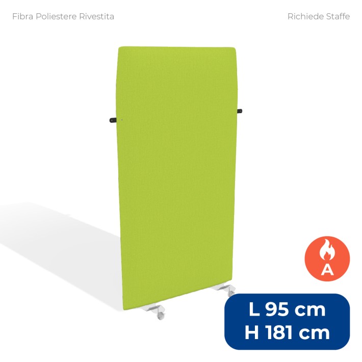 Pannello Fonoassorbente Modello Mirto - in Fibra Poliestere Rivestita con Tessuto Ignifugo A - Dimensioni 95x181cm - Verde Acido