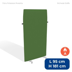 Pannello Fonoassorbente Modello Mirto - in Fibra Poliestere Rivestita con Tessuto Ignifugo A - Dimensioni 95x181 cm - Verde