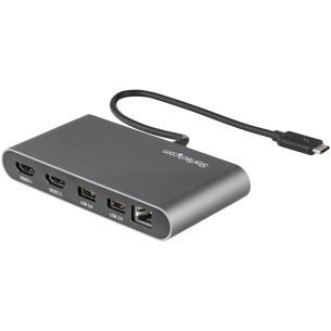 StarTech.com Mini Dock Thunderbolt Doppio Monitor, HDMI 4K 60Hz, Hub senza driver per Windows e Mac, Ethernet Gigabit, 1x USB