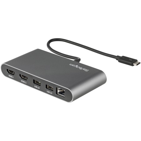 StarTech.com Mini Dock Thunderbolt Doppio Monitor, HDMI 4K 60Hz, Hub senza driver per Windows e Mac, Ethernet Gigabit, 1x USB