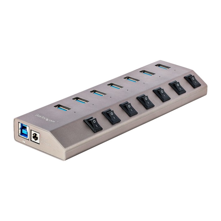 StarTech.com Hub USB-C Autoalimentato a 7 Porte con Interruttori Individuali On/Off - Multipresa USB 3.0 5Gbps per Notebook e