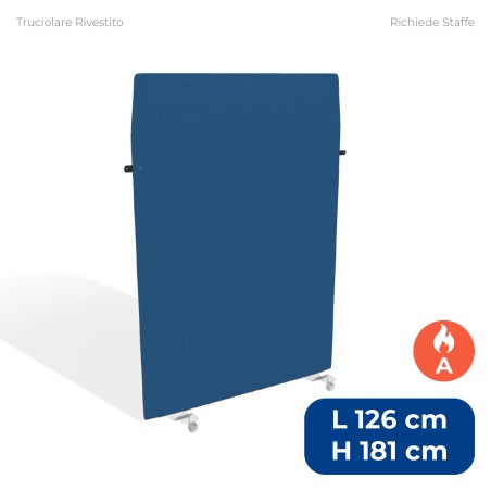 Pannello Fonoassorbente Modello Mirto - in Truciolare Rivestito con Tessuto Ignifugo A - Dimensioni 126x181 cm - Blu Chiaro