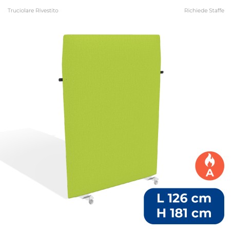Pannello Fonoassorbente Modello Mirto - in Truciolare Rivestito con Tessuto Ignifugo A - Dimensioni 126x181 cm - Verde Acido