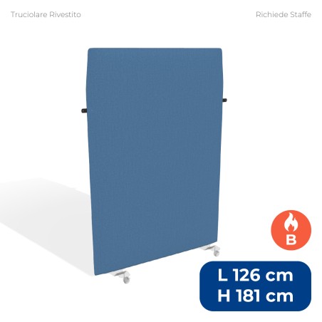 Pannello Fonoassorbente Modello Mirto - in Truciolare Rivestito con Tessuto Ignifugo B - Dimensioni 126x181 cm - Azzurro Avio