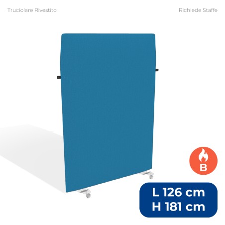 Pannello Fonoassorbente Modello Mirto - in Truciolare Rivestito con Tessuto Ignifugo B - Dimensioni 126x181 cm - Ciano