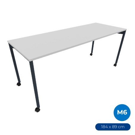Tavolo Tiglio Stile in Melaminico con Ruote - Dimensioni 183,9 x 87,8 x 76,2 cm - Colore Piano Bianco - Colore Struttura Blu