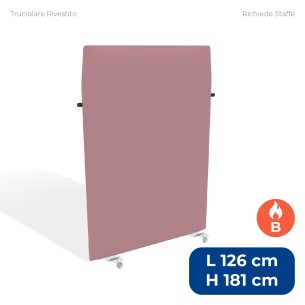 Pannello Fonoassorbente Modello Mirto - in Truciolare Rivestito con Tessuto Ignifugo B - Dimensioni 126x181 cm - Rosa