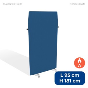 Pannello Fonoassorbente Modello Mirto - in Truciolare Rivestito con Tessuto Ignifugo A - Dimensioni 95x181 cm - Blu Chiaro