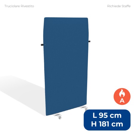 Pannello Fonoassorbente Modello Mirto - in Truciolare Rivestito con Tessuto Ignifugo A - Dimensioni 95x181 cm - Blu Chiaro