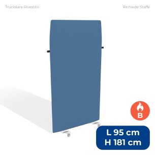 Pannello Fonoassorbente Modello Mirto - in Truciolare Rivestito con Tessuto Ignifugo B - Dimensioni 95x181 cm - Azzurro Avio