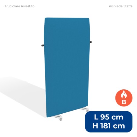 Pannello Fonoassorbente Modello Mirto - in Truciolare Rivestito con Tessuto Ignifugo B - Dimensioni 95x181 cm - Ciano