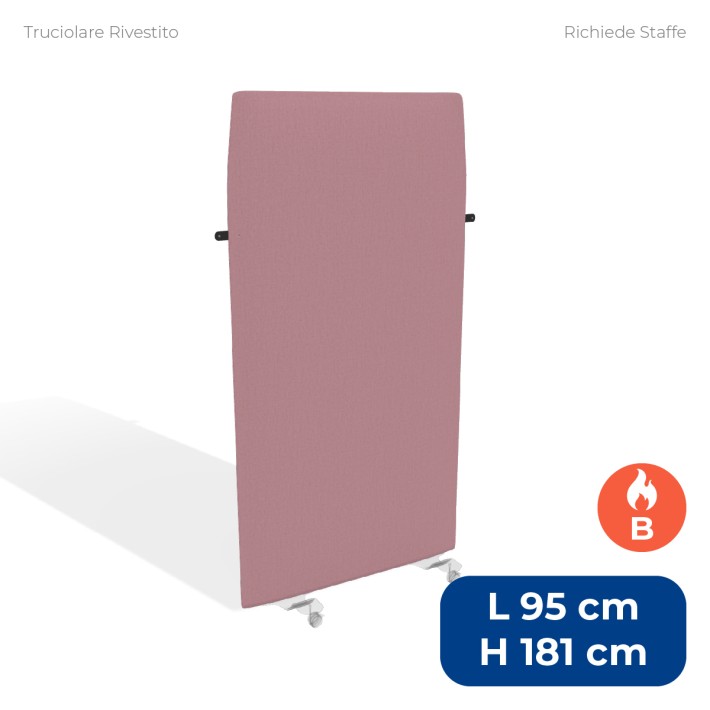 Pannello Fonoassorbente Modello Mirto - in Truciolare Rivestito con Tessuto Ignifugo B - Dimensioni 95x181 cm - Rosa