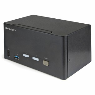 StarTech.com KVM Switch DisplayPort a due porte e triplo monitor DP - 4K 60Hz UHD HDR - KVM DP 1.2 per computer desktop con hub