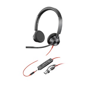 HP Poly Cuffie stereo Poly Blackwire 3325 con connettore USB-C + spina da 3,5 mm + adattatore USB-C/A