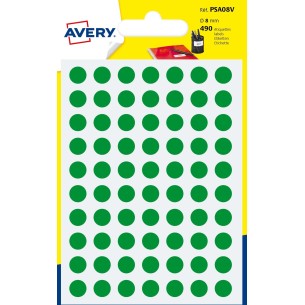 Avery PSA08V etichetta autoadesiva Cerchio Permanente Verde 490 pz