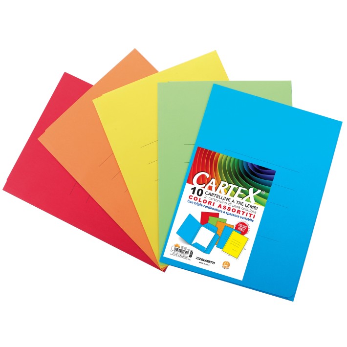 Blasetti Confezione 10 cartellette per archiviazione in cartoncino cartex colori assortiti