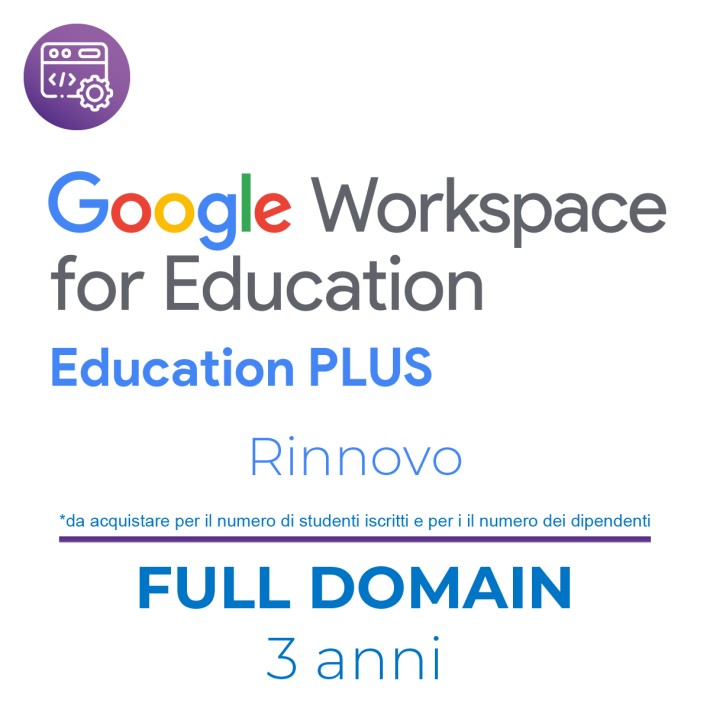 Education Plus Rnw 3 Anni (FULL DOMAIN) da acquistare per il numero di studenti iscritti e per i il numero dei dipendenti