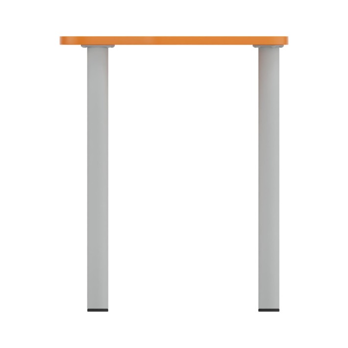 Tavolo Pino Trapezio 4 Gambe in Melaminico con 2  Ruote - Dimensioni 75,5 x 58,5 x 76cm - Colore Piano e Bordo Arancione