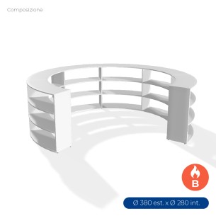 COMPOSIZIONI EDERA Armadio Composto da 6 Moduli Curvi Ignifughi B-s1.d0 - Diametro 370/280 cm - Colore Bianco