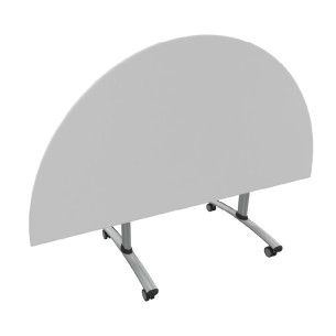 Tavolo Tiglio Ribaltabile Semicerchio in Melaminico con Ruote -Dimensioni 180xr90x76,5cm -Colore Bianco -Colore Struttura Grigio 2