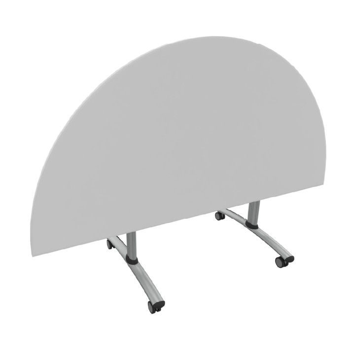 Tavolo Tiglio Ribaltabile Semicerchio in Melaminico con Ruote -Dimensioni 180xr90x76,5cm -Colore Bianco -Colore Struttura Grigio