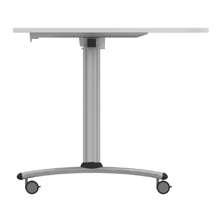 Tavolo Tiglio Ribaltabile Semicerchio in Melaminico con Ruote -Dimensioni 180xr90x76,5cm -Colore Bianco -Colore Struttura Grigio