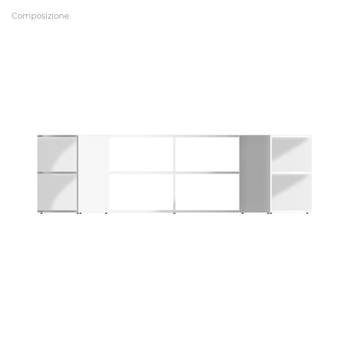 COMPOSIZIONI EDERA Armadio da 6 Moduli Curvi - Ingombro Diametro Esterno 379 cm, Diametro Interno 190 cm - Colore Bianco