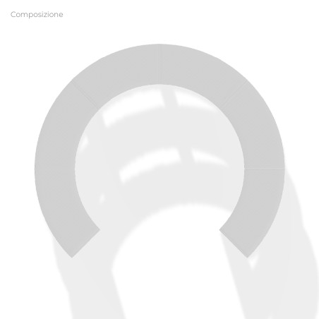 COMPOSIZIONI EDERA Armadio da 6 Moduli Curvi - Ingombro Diametro Esterno 379 cm, Diametro Interno 190 cm - Colore Bianco