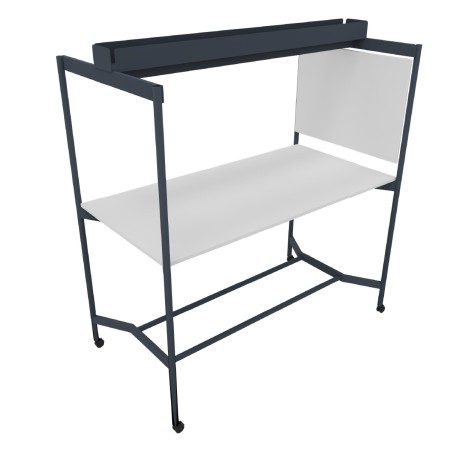 Tavolo Tiglio Stile Co-Working in Melaminico con Ruote,Lavagna e Porta Monitor - Dimensioni 180x90x107,2cm - Colore Piano Bianco