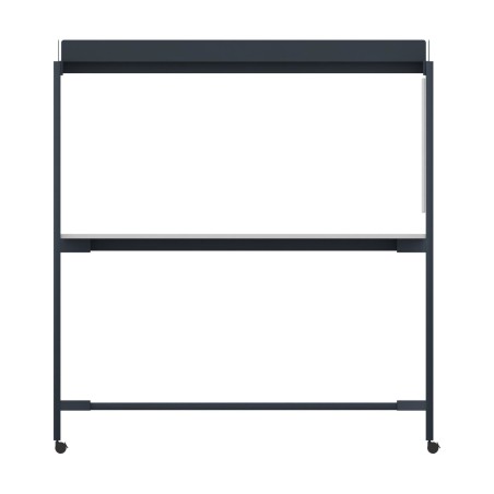 Tavolo Tiglio Stile Co-Working in Melaminico con Ruote,Lavagna e Porta Monitor - Dimensioni 180x90x107,2cm - Colore Piano Bianco