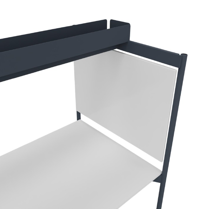 Tavolo Tiglio Stile Co-Working in Melaminico con Ruote,Lavagna e Porta Monitor - Dimensioni 180x90x107,2cm - Colore Piano Bianco