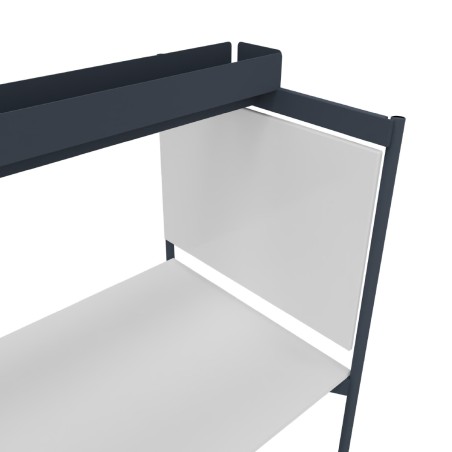 Tavolo Tiglio Stile Co-Working in Melaminico con Ruote,Lavagna e Porta Monitor - Dimensioni 180x90x107,2cm - Colore Piano Bianco