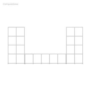 COMPOSIZIONI EDERA Armadio Composto 4 Moduli Rettangolari Stretti e 5 Moduli Rettangolari -Dimensione 316x45x154cm-Colore Bianco 2