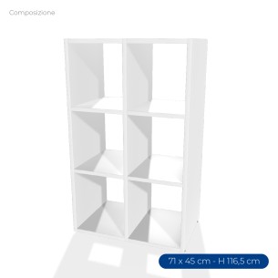 COMPOSIZIONI EDERA Armadio 2 Moduli Rettangolari Stretti - Dimensioni 71 x 45 x 116,5 cm - Colore Bianco