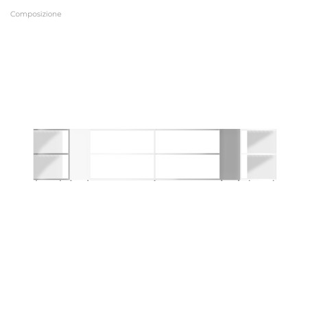 COMPOSIZIONI EDERA Armadio da 6 Moduli Curvi - Ingombro Diametro Esterno 370 cm, Diametro Interno 280 cm - Colore Bianco