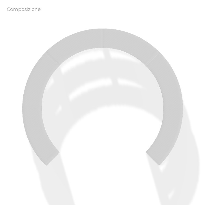 COMPOSIZIONI EDERA Armadio da 6 Moduli Curvi - Ingombro Diametro Esterno 370 cm, Diametro Interno 280 cm - Colore Bianco