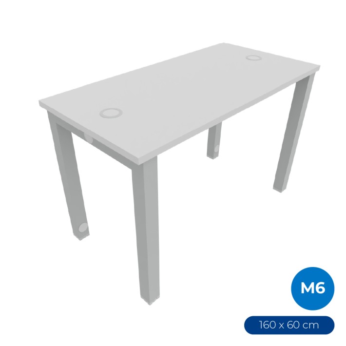 Tavolo Tiglio Lab in Melaminico con Piedini e Poggiapiedi - Dimensioni 160x60x107,2 cm - Colore Bianco - Colore Struttura Grigio