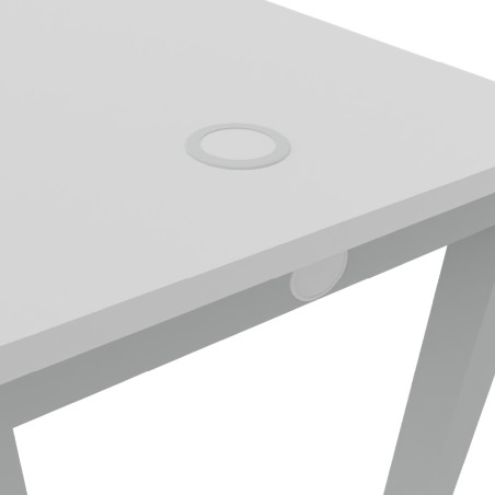 Tavolo Tiglio Lab in Melaminico con Piedini e Poggiapiedi - Dimensioni 160x60x107,2 cm - Colore Bianco - Colore Struttura Grigio
