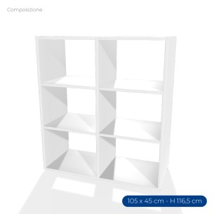 COMPOSIZIONI EDERA Armadio Composto da 2 Moduli Rettangolari Larghi - Dimensioni 105 x 45 x 116,5 cm - Colore Bianco