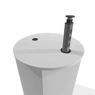 Tavolo Pino C Elettrificato Circolare in Melaminico con Ruote - Diametro 72,8cm - Altezza 76cm - Colore Piano Bianco - con Prese 2