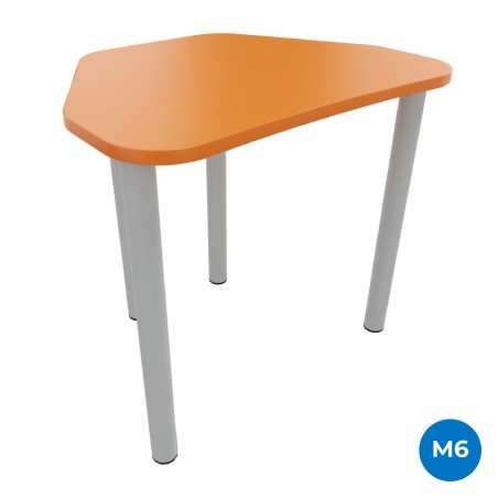 Tavolo Pino Trapezio 4 Gambe in Melaminico con Piedini - Dimensioni 75,5 x 58,5 x 76 cm - Colore Piano e Bordo Arancione