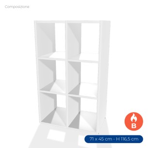 COMPOSIZIONI EDERA Armadio in Truciolare con Superficie Ignifuga B-s1.d0 - Dimensioni 71 x 45 x 116,5 cm - Colore Bianco