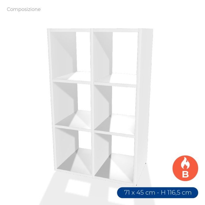COMPOSIZIONI EDERA Armadio in Truciolare con Superficie Ignifuga B-s1.d0 - Dimensioni 71 x 45 x 116,5 cm - Colore Bianco