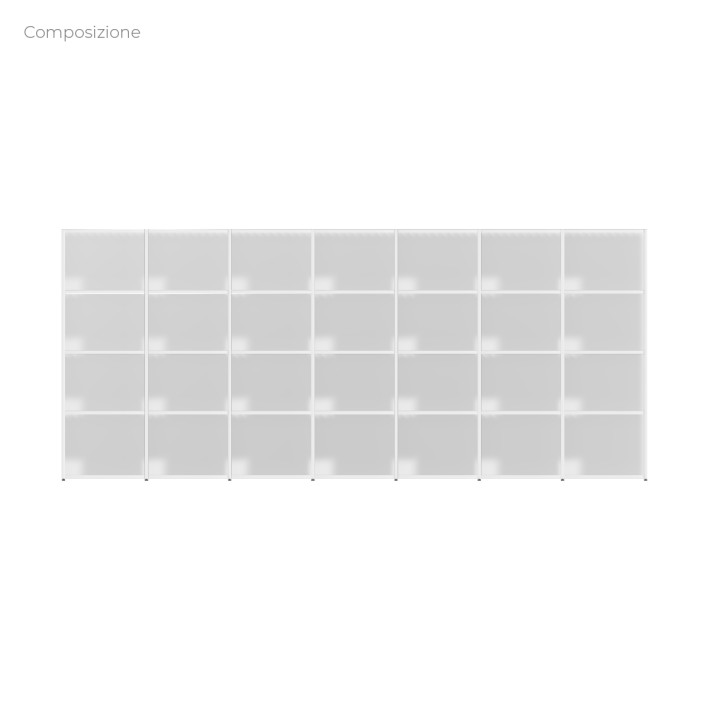 COMPOSIZIONI EDERA Armadio con Fondo Composto da 7 Moduli Rettangolari Larghi - Dimensione 363 x 45 x 154 cm - Colore Bianco
