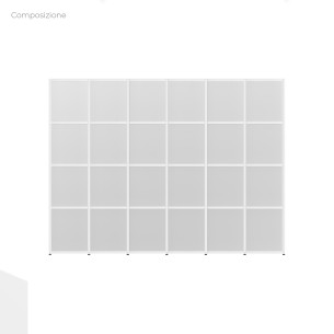 COMPOSIZIONI EDERA Armadio con Fondo Composto da 6 Moduli Rettangolari Stretti  - Dimensioni 208 x 45 x 15 cm - Colore Bianco 2