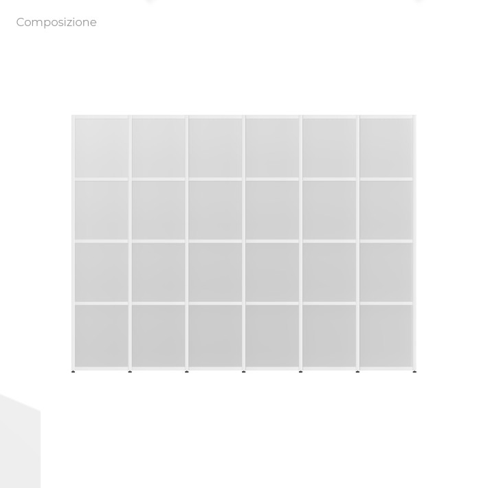 COMPOSIZIONI EDERA Armadio con Fondo Composto da 6 Moduli Rettangolari Stretti  - Dimensioni 208 x 45 x 15 cm - Colore Bianco