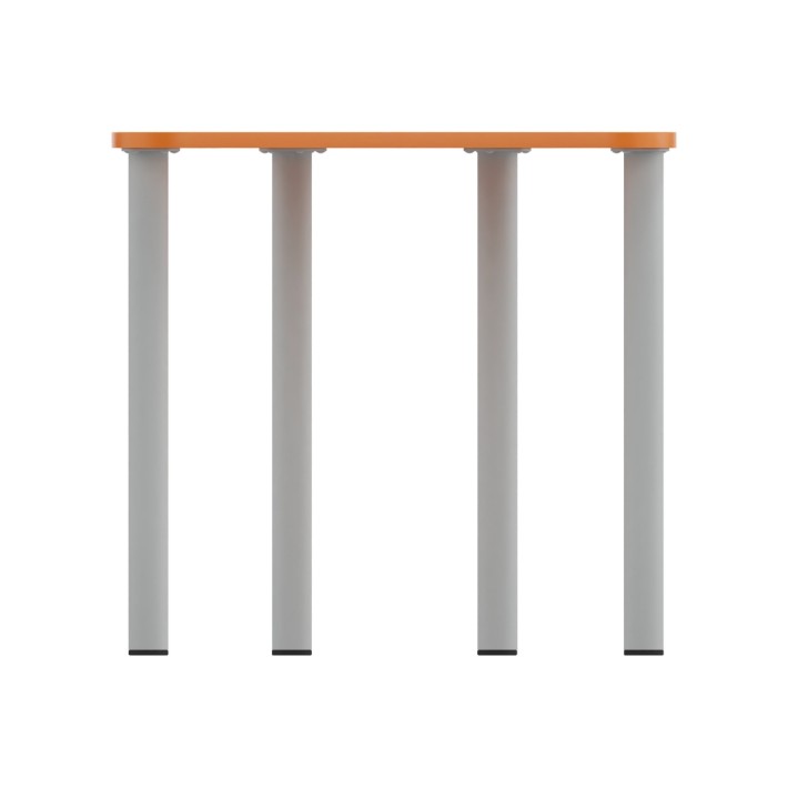 Tavolo Pino Trapezio 4 Gambe in Melaminico con Piedini - Dimensioni 75,5 x 58,5 x 76cm - Colore Piano Bianco con Bordo Arancione