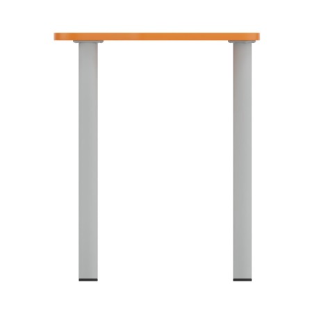 Tavolo Pino Trapezio 4 Gambe in Melaminico con Piedini - Dimensioni 75,5 x 58,5 x 76cm - Colore Piano Bianco con Bordo Arancione